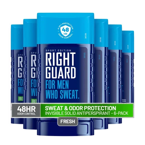Right Guard Sport Fresh Scent Antitranspirante y desodorante invisible sólido – Desodorante 4 en 1 para hombres, bloquea el sudor, protección contra