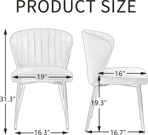 Miniatura 3 de ANOUR Juego de 2 sillas de comedor, modernas sillas de cocina de terciopelo, sillas laterales tapizadas con patas de metal dorado para comedor, sala