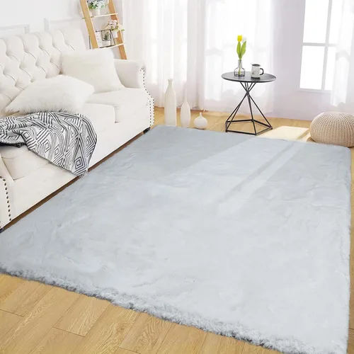 Miniatura 39 de Latepis Alfombra Pequeña Negra Esponjosa 2x3 pies Manta de Piel Sintética de Conejo Alfombra Suave Lavable Alfombras Peludas Shag para Dormitorio
