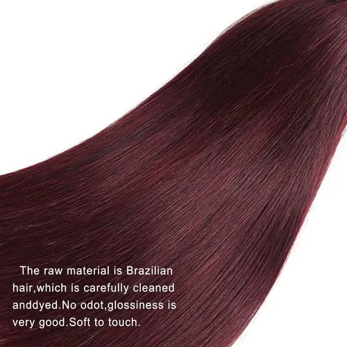 Miniatura 6 de REMY HAIR paquetes de cabello humano lacio 99J Borgoña paquetes 1 paquete 14 pulgadas 100% cabello humano