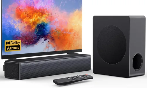 Puxinat Barra de sonido separable 2 en 1 para Smart TV con subwoofer, sistema de sonido envolvente Bluetooth 5.0 para cine en casa, altavoz