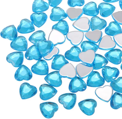 Miniatura 10 de MECCANIXITY 60 calcomanías acrílicas de diamantes de imitación de corazón de 0.315 in con parte trasera plana, gemas de plástico para manualidades