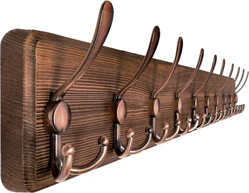 Miniatura 17 de SKOLOO Perchero de pared montado en la pared de estilo rústico: Perchero de pared de pino de madera auténtica de 40,6 cm de orificio a orificio