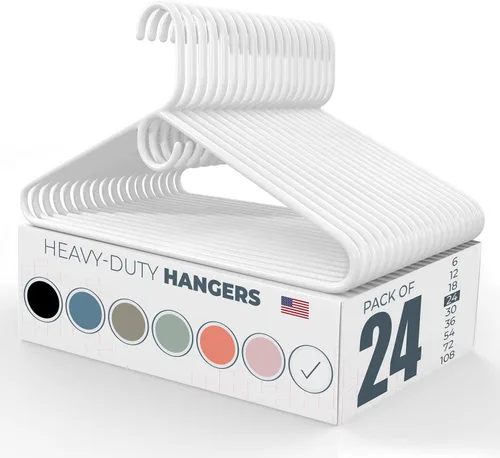 Miniatura 17 de Perchas de plástico resistentes hechas en Estados Unidos a granel, 20, 30, 50, 100 unidades disponibles, perchas de plástico fuertes, perchas