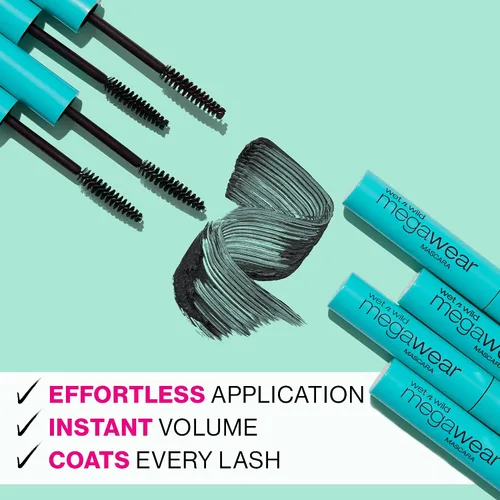 Miniatura 2 de wet n wild Mejora y define el rímel Megawear, fórmula voluminizadora de gel suave que promueve pestañas completas y saludables, enriquecidas