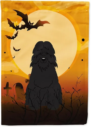 Miniatura 205 de Caroline's Treasures BB4307GF - Bandera de Halloween Airedale para jardín, bandera decorativa para patio exterior, obras de arte de patio, macizos