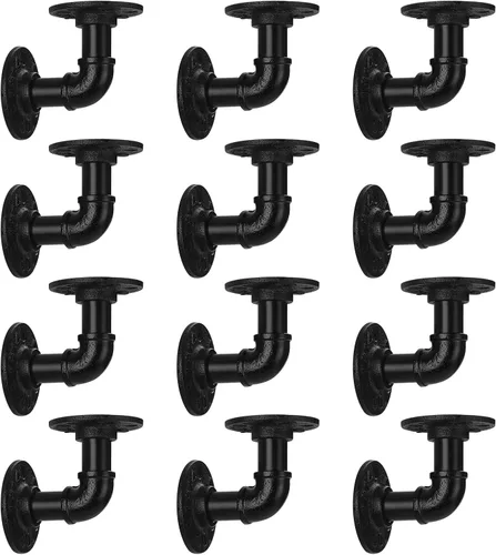 Miniatura 11 de Soporte de estante de tubo de 1/2 pulgada, soporte de estante flotante montado en la pared, soporte de metal colgante de pared punk de vapor