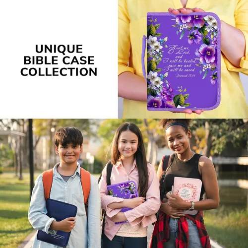 Miniatura 5 de DEHITE Funda para la Biblia para mujer, fundas de tela prémium para la Biblia para niñas, bolsa de transporte para mujer, ranuras para bolígrafos