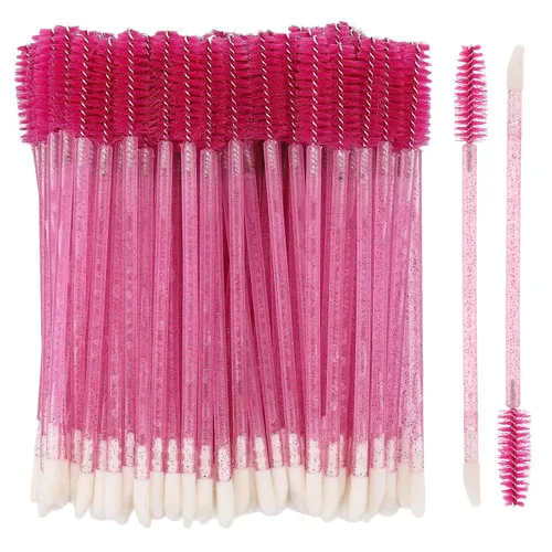 Miniatura 7 de 100 varitas de rímel desechables de doble extremo, cepillo de labios, aplicador de lápiz labial, carretes de cejas para extensiones de pestañas