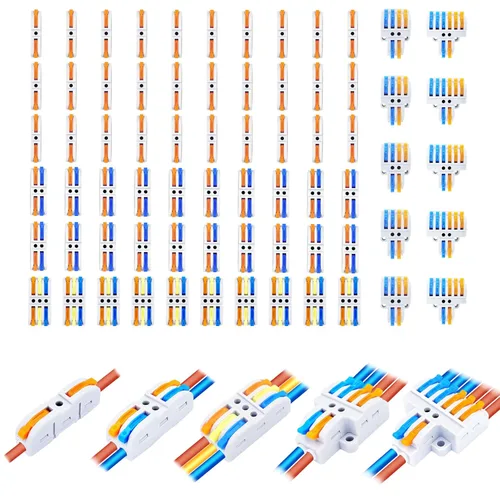 Miniatura 15 de Kit de conectores de palanca para cables eléctricos de conexión rápida, para terminales en línea compactos, 28-12 AWG, 1 entrada 1 salida, 60 piezas