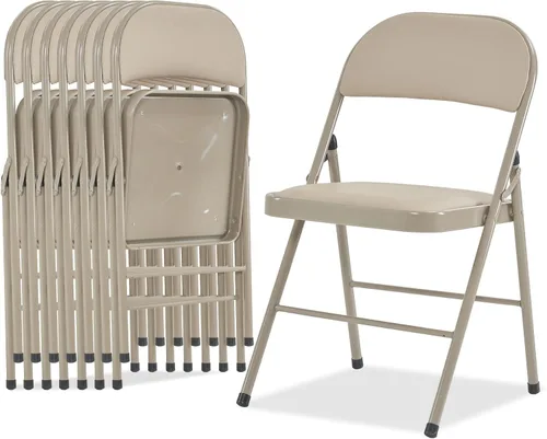 Miniatura 9 de Karl home Paquete de 12 sillas plegables blancas con asientos acolchados para exteriores e interiores, asiento comercial apilable portátil con marco