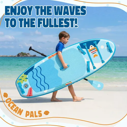 Miniatura 8 de Tabla de remo para niños con accesorios de SUP, tabla de remo para niños duradera, ligera y estable, cubierta antideslizante ancha, tablas de remo