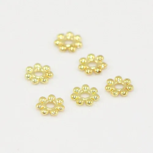 Miniatura 3 de CF110-G - 200 cuentas espaciadoras delgadas de margarita de 0.177 in, cuentas planas de latón chapado en oro para joyería y manualidades