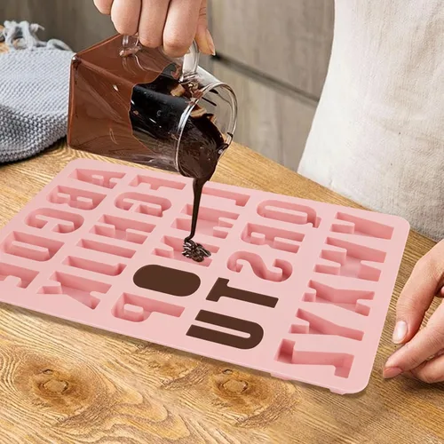 Miniatura 6 de 1 molde de silicona con letras del alfabeto de chocolate con 26 cavidades, moldes de letras para chocolate, dulces, pasteles, galletas, gran