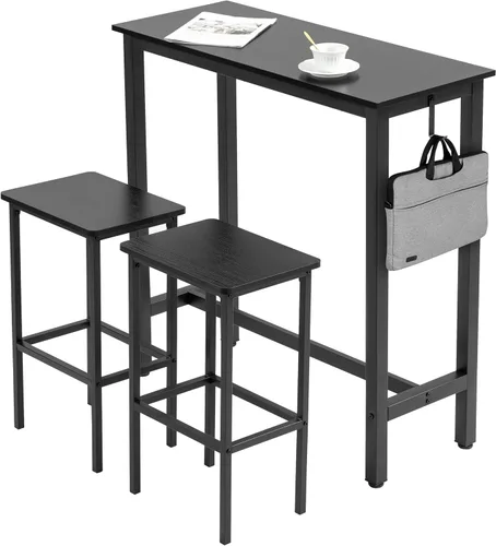 Miniatura 11 de Finnhomy Juego de mesa de bar, mesa de pub de 39.3 pulgadas, mesa rectangular de altura de barra, mesa de bar con taburetes, juego de mesa de cocina