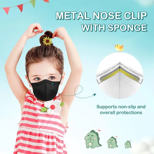 Miniatura 5 de Mascarillas KN95 para niños, paquete de 20, máscaras protectoras desechables con cintas elásticas ajustables para las orejas y almohadilla