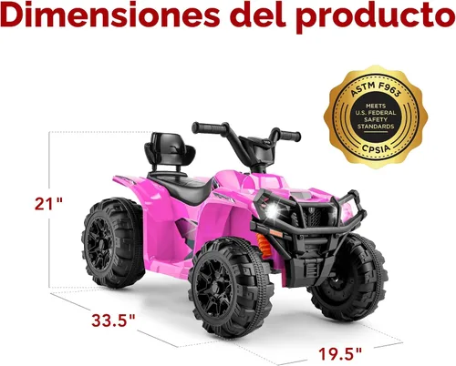 Miniatura 7 de Best Choice Products 12V Auto eléctrico para montar para niños, ATV de 4 ruedas, vehículo de juguete con audio Bluetooth, velocidad máxima de 2.4