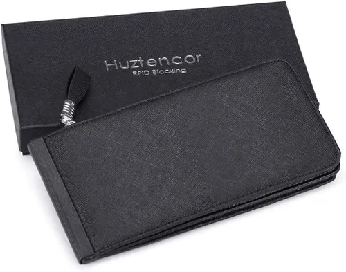 Miniatura 6 de Huztencor cartera de cuero con bolsillo para tarjeta de crédito bloqueo RFID, billetera, funda para tarjetas para mujer