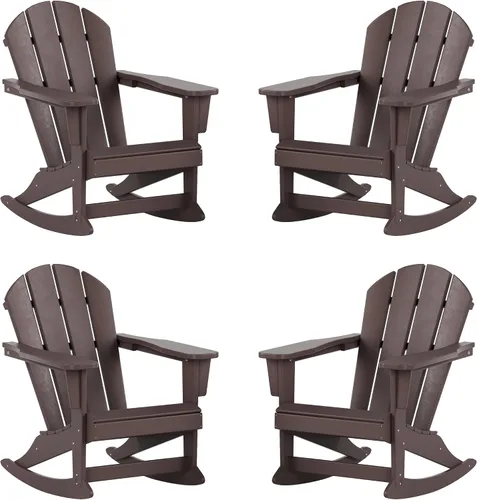 Miniatura 132 de WestinTrends Silla mecedora Malibu de poliéster para exterior/patio Adirondack, Negra