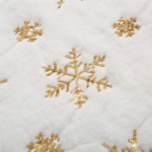 Miniatura 3 de Sattiyrch - Falda de árbol de Navidad con lentejuelas de 48 pulgadas, blanca suave y gruesa con decoraciones de copos de nieve dorados para árbol