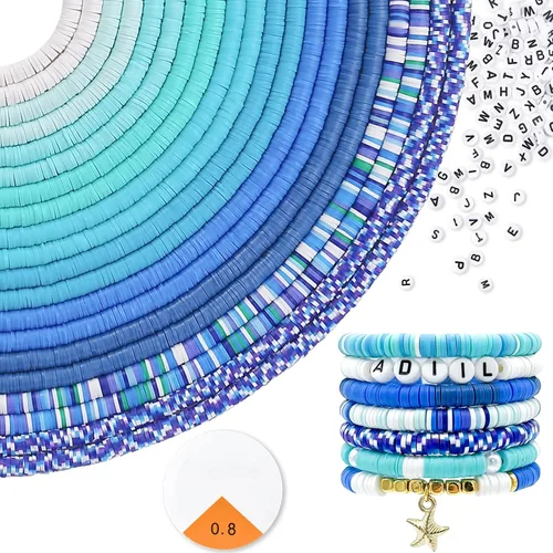Miniatura 15 de ADIIL Kit de Fabricación de Pulseras con 7200 Piezas de Cuentas de Arcilla, Cuentas Heishi de Polímero de 6mm para Hacer Joyas, Kit de Pulseras