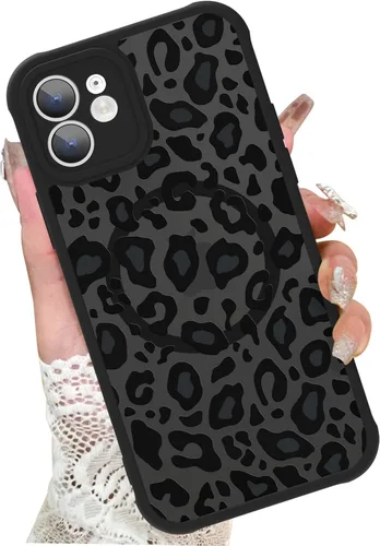 KANGHAR - Funda para iPhone 11 [Compatible con Magsafe] Patrón estampado de leopardo Lindo guepardo Funda protectora magnética para niñas, mujeres y