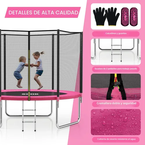 Miniatura 3 de SKOK Trampoline for Kids,400LBS Outdoor Trampoline with Net-ASTM Approved Trampoline for Children and Adults Rosa fuerte