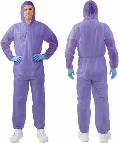 Miniatura 27 de Trajes de materiales peligrosos, 10 opciones de colores Monos protectores desechables, traje de pintura con muñecas elásticas, tobillos y capucha