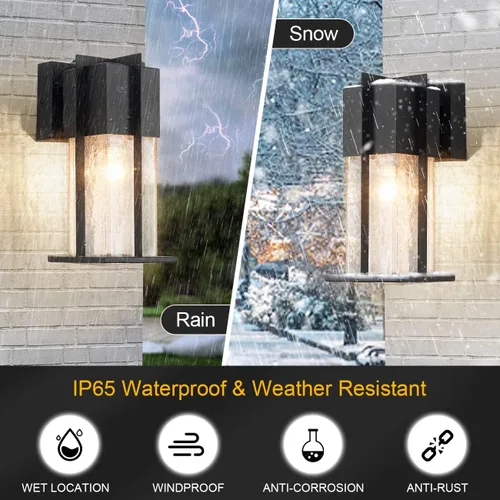 Miniatura 6 de Lámpara de pared del atardecer al amanecer, moderna iluminación de pared al aire libre con cristal agrietado, lámpara de montaje en pared exterior