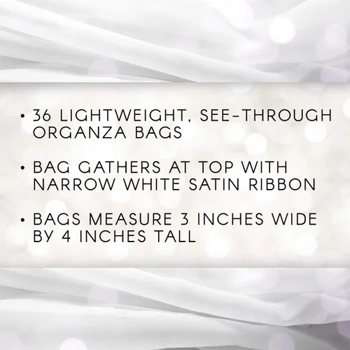 Miniatura 4 de Darice Bolsas de organza blanca (36 piezas) – Organza ligera transparente con cordón de cinta – Perfecto para bodas, regalos de ducha, bolsitas