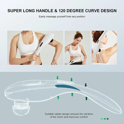 Miniatura 5 de MEGAWISE Masajeador de espalda inalámbrico para hombros, cintura, piernas, batería recargable de 3200 mAh, 5 velocidades y 5 + 2 nodos de masaje, 5