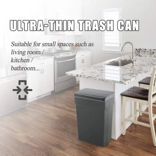 Miniatura 7 de BestOffice Bote de basura automático de 13 galones para cocina, sin contacto, de alta capacidad, con tapa, para dormitorio, baño, hogar, oficina, 50