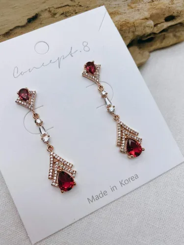 Miniatura 2 de Cconcept8 - Aretes largos hipoalergénicos y sin Nikel con zircornia, poste de plata de ley 925 para wamen