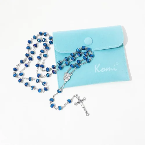 Miniatura 8 de KOMI Rosario de cuentas católicas para mujer, collar de cuentas de rosario con cruz de crucifijo, perlas de cristal, rosario, rosarios, católicos