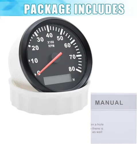 Miniatura 7 de Medidor de tacómetro marino de 3.346 in, impermeable, 0-8000 RPM, para automóvil, camión, barco, RPM, tacómetro, fuera de borda 8000 RPM, medidor