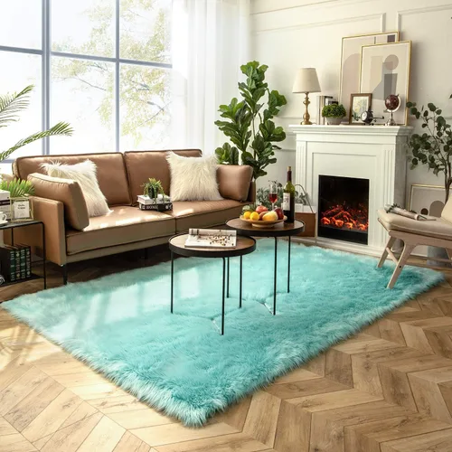 Miniatura 149 de Ashler Home Deco - Tapete de pelo sintético de oveja, mullido, suave, de 2 x 3 pies, lavable a máquina, dormitorio, habitación de los niños, sala