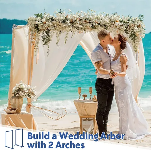 Miniatura 5 de Soporte de arco de boda, arco de 7 x 4 pies para ceremonia de boda, marco de soporte cuadrado de metal resistente para fiesta, jardín, aniversario