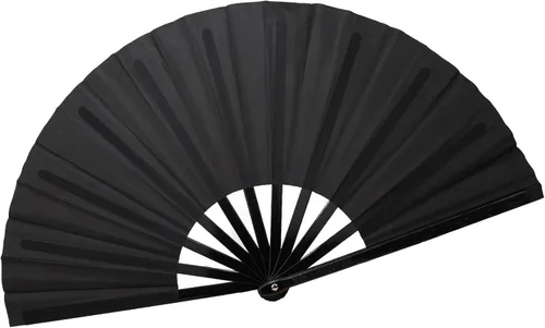 Miniatura 16 de QIRMIZI Abanico grande plegable para rave – Abanicos de tela de nailon, abanicos retro vintage para kung fu, tai chi, danza, festivales de música