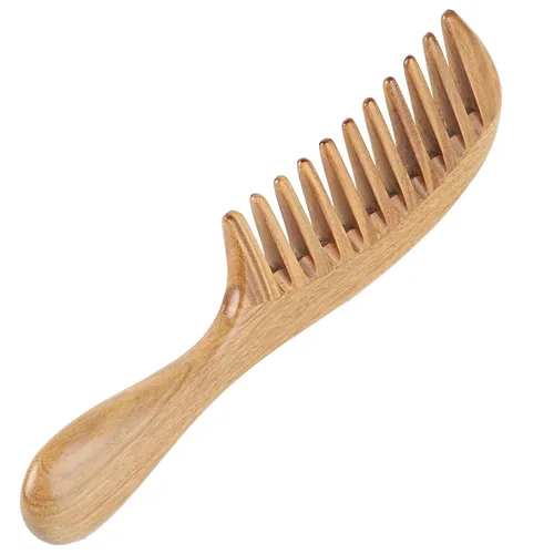 Miniatura 5 de Onedor Peines de pelo de sándalo verde 100% natural, hechos a mano, con aroma a sándalo antiestático, peine de madera natural desenredante