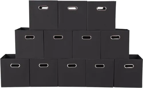 Miniatura 8 de Contenedores de almacenamiento de tela, organizadores de tela con asa, cubos plegables para almacenamiento de tela o accesorios, 11 x 11 x 11 Naranja