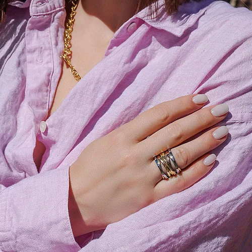 Miniatura 7 de CIUNOFOR Anillo de cruz de 0.539 in para mujer, anillo de compromiso chapado en oro rosa, plata, oro, grabado personalizado