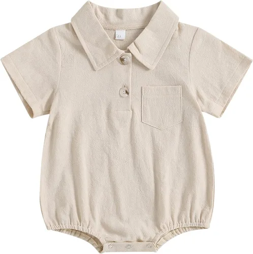 xiqaalombvt Mameluco de burbujas para bebé, camiseta tipo polo con cuello y manga corta, traje de verano para bebé