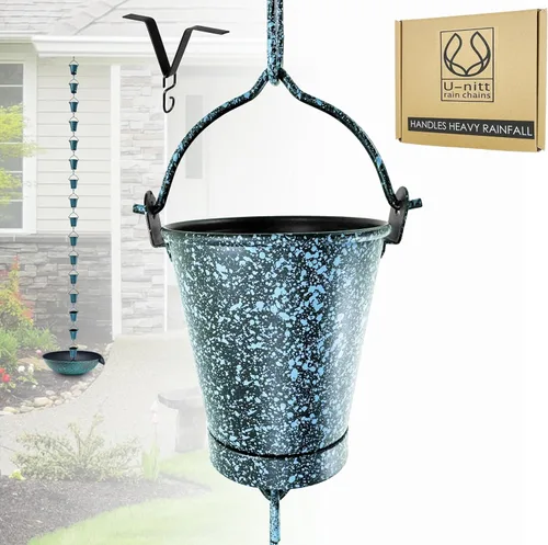Miniatura 10 de U-nitt Cadena de lluvia para recolección de agua para canalones, recolector de agua de lluvia y desviador, cadenas de 8.5 pies para jardín exterior