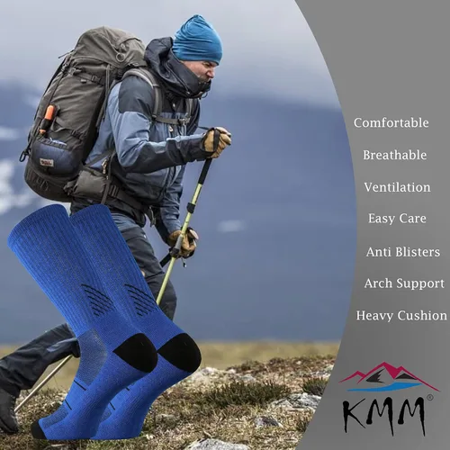 Miniatura 5 de KMM Men's Merino Wool Cushion Crew Socks Moisture Wicking Control Medium Weight Warm for Outdoor Hiking Hike Trail Cycling