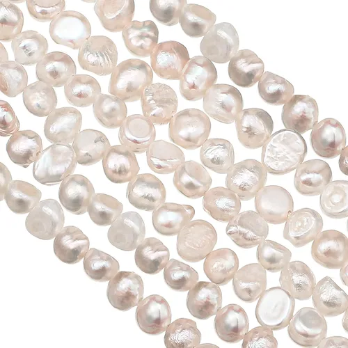 Miniatura 7 de 2 hebras de perlas naturales de agua dulce de 0.157-0.197 in, 0.197-0.236 in, perlas irregulares cultivadas barrocas blancas para hacer joyas