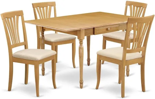 Miniatura 14 de East West Furniture MZAV3-BCH-W - Juego de comedor de 3 piezas para espacios pequeños que contiene una mesa de comedor rectangular con gotas y 2