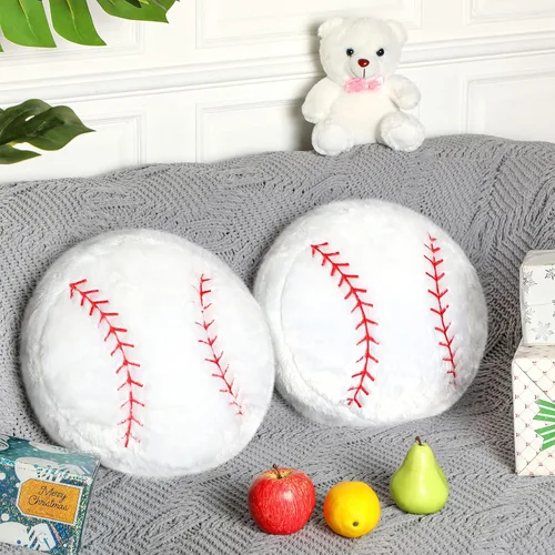 Jetec 2 almohadas de felpa de béisbol de 14 pulgadas, bonita decoración de sala de béisbol, cojín redondo esponjoso para decoración de habitación