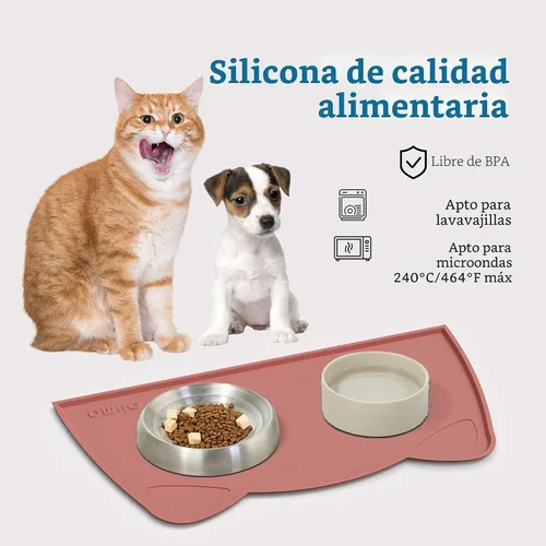 Miniatura 3 de OHMO - Tapete de silicona para comida para gatos, tapete de alimentación de mascotas para el piso, antideslizante e impermeable, bandeja para agua
