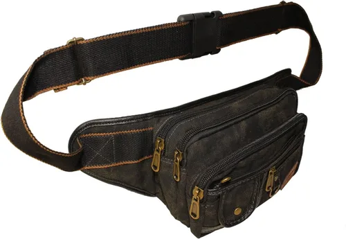 Riñonera al aire libre Riñonera de lona Denim 5XL Cinturón de cintura para hombres y mujeres Bolsa de cadera, negro 1106L, Extragrande, Riñonera