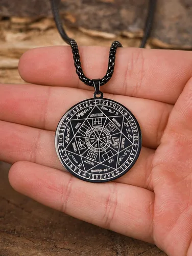 Miniatura 4 de HAQUIL Stainless Steel Seal of The Seven Archangels Medallion Pendant Necklace, Box Chain, Jewelry Gift for Men and Women